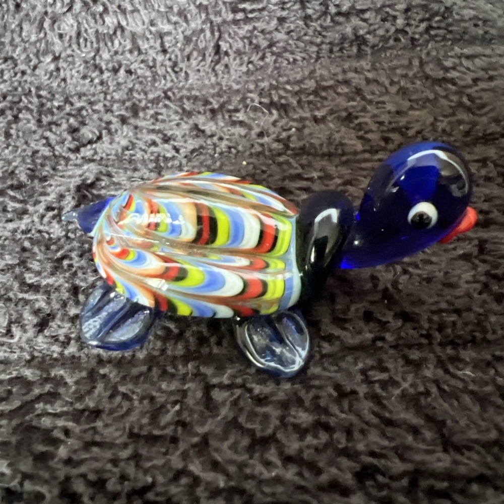 Vintage Handmade Murano Style Glass Turtle Figurines